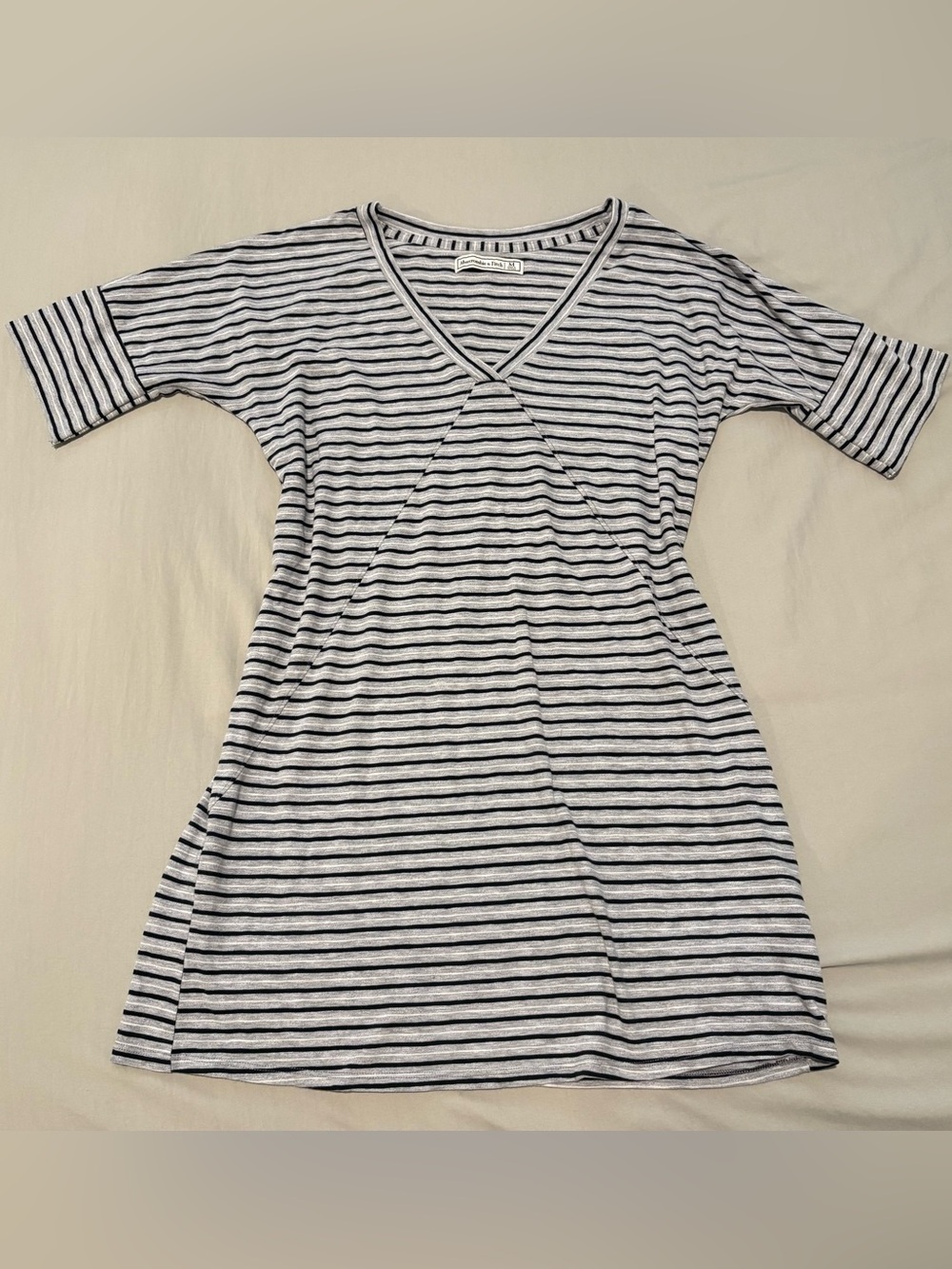 Abercrombie & Fitch Gray and Black Striped Shirt Dress